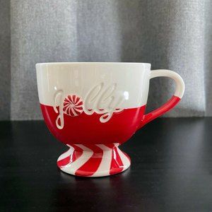 STARBUCKS Jolly Peppermint Candy Coffee/Tea Mug Footed Coffee Holiday 2007 12oz